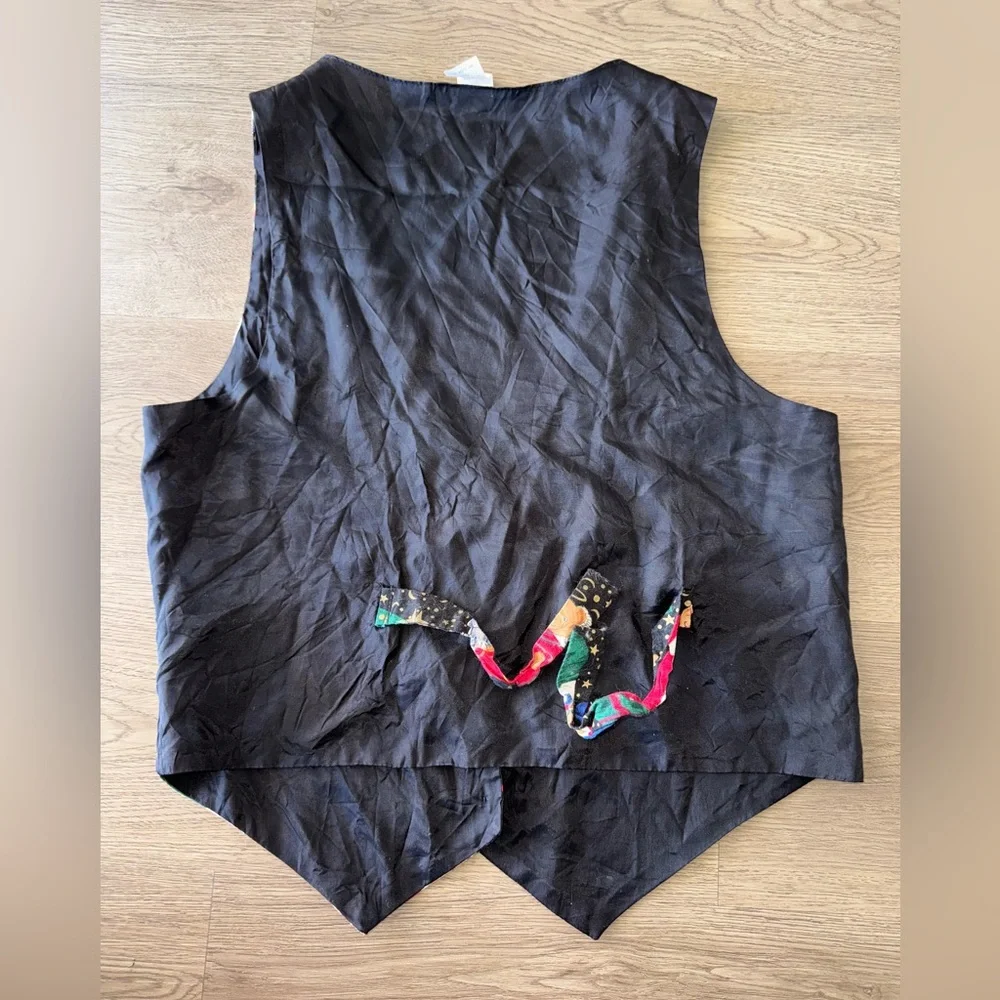 Vintage 90s 111 Main Holiday Christmas Teddy Bear Vest Back Tie Size M USA Made